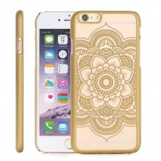 iPhone 6 6s Plus 5.5 - Carved Rudra Flower Pattern Matte PC Hard Protective Cover Case - Gold